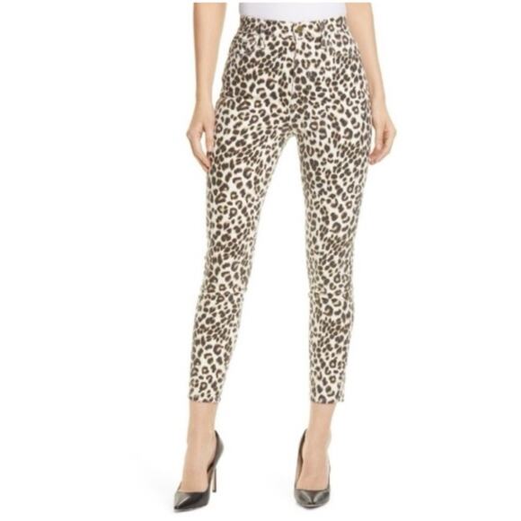 Frame Women’s Sz 26 Leopard High Rise Cigarette Jeans Ali Stretch Ankle - Picture 1 of 14